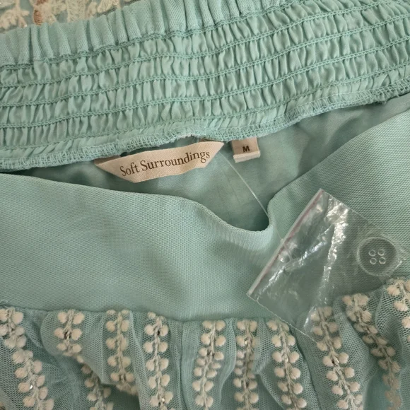 Soft Surroundings Intricate Embroidered Boho Floral Blue Red Analisa Skirt, M - Picture 12 of 14